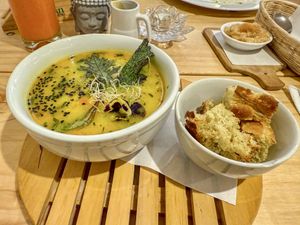 Quinoa soup  at Vida Vegan Bistro in Cusco