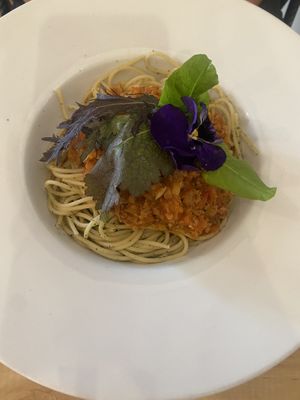 Spaghetti bolognaise   at Vida Vegan Bistro in Cusco