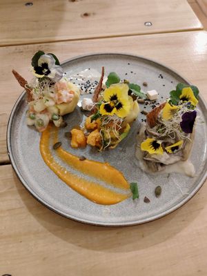 Trio of causas at Vida Vegan Bistro in Cusco