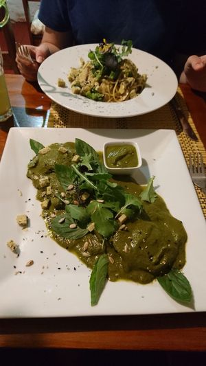 Ravioli & Spaghetti at Vida Vegan Bistro in Cusco