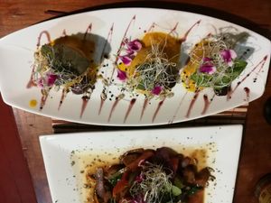 Papas anla huancaína at Vida Vegan Bistro in Cusco