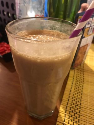 Cacao banana milkshake at Vida Vegan Bistro in Cusco