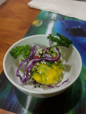 Tasty little unexpected appetizer at Vida Vegan Bistro in Cusco