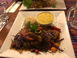Traditional Peruvian dish 1 at Vida Vegan Bistro in Cusco