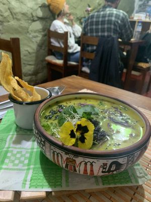 Veggie quinoa soup  at Vida Vegan Bistro in Cusco