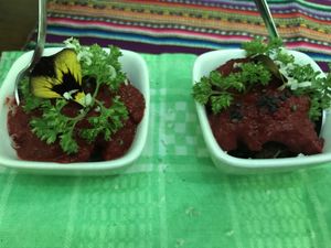 Lentils meatballs  at Vida Vegan Bistro in Cusco