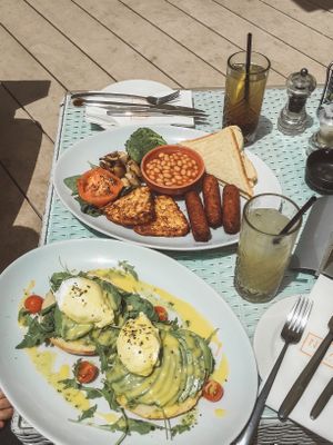 Full Vegan Brekky up top and Open Avocado Bagel (Can be made vegan) at Naar RestoBar in St Julians