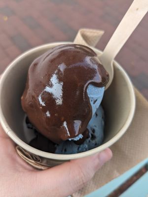 Dino crunch with hot fudge at Sticky Sweet in Portland