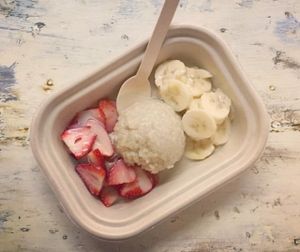 Half Strawberry Half Banana Sticky Rice at Sticky Sweet in Portland