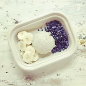 Half Blueberry Half Banana Sticky Rice  at Sticky Sweet in Portland