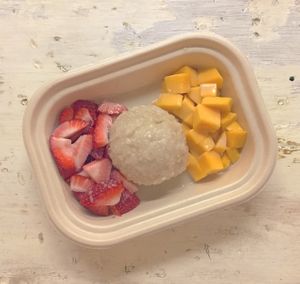 Half Strawberry Half Mango Sticky Rice  at Sticky Sweet in Portland