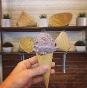 Wild Blueberry Velvet ice cream (house-made & dairy-free/vegan) at Sticky Sweet in Portland