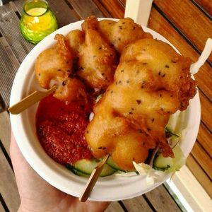 beerbattered mushrooms at Bakblik in Ospel