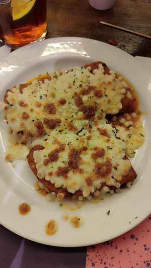 Seitan casero con queso mozarela at Beganbai in Vitoria Gasteiz