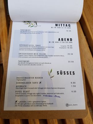 Menu 2 at Pura in Luzern