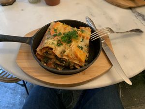 Lasagna with spinach, apple and a fuc***ing amazing sauce   at Pura in Luzern