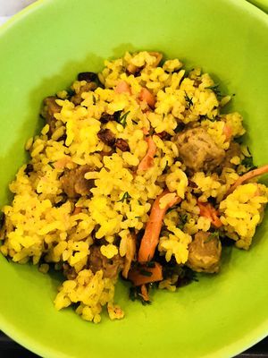 Rice with cranberries, carrots and tofu at Jagannath - Prospect Mira in Moscow