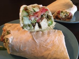 Wraps - tofu, felafel & seitan options at Ugol in Moscow