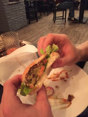Falafel burger at Ugol in Moscow