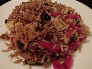 rice with tofu, brinjal, capsicum  at Ugol in Moscow