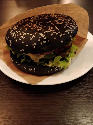 Lentil burger at Ugol in Moscow