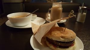 Burger with smoked tofu at Ugol in Moscow