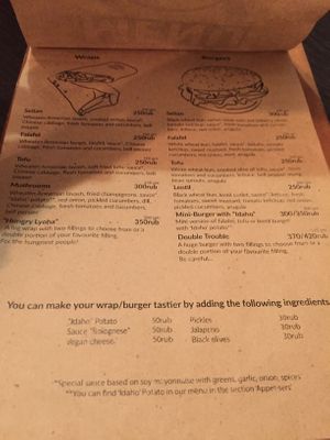 Burger and Wrap Menu at Ugol in Moscow