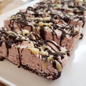 Vegan Raspberry Coconut Slice at A Tad Whimsy in Hobart