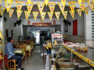 Restaurant interior at Ranahat Je Vegan Restaurant in Ayutthaya