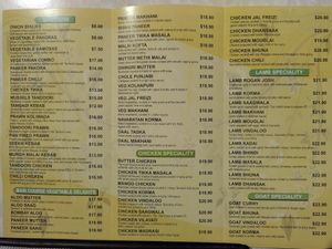 Menu (2 of 2) at Master of India in Taupo