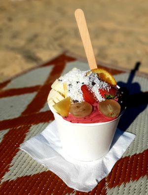 Pink Flamingo Smoothie Bowl at Le Mango Tree in Soorts-hossegor