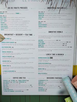 Menu at Le Mango Tree in Soorts-hossegor