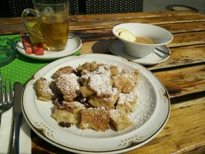 Delicious vegan Kaiserschmarrn, a must-try! at Gasthof Mauth in St Johann In Tirol