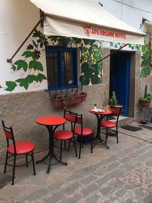 Outside seating at Apu Organic Nativo in Pisac