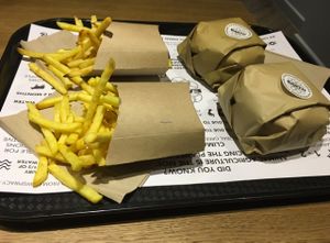 1/4lb with double cheese and air fried chips  at Earth Restaurant & Takeaway in Petersfield