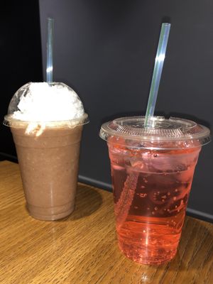 Choc milkshake and watermelon soda at Earth Restaurant & Takeaway in Petersfield