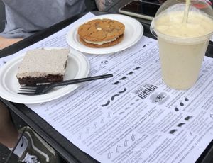 Most amazing Oreo brownie and white chocolate chip cookie sandwich! at Earth Restaurant & Takeaway in Petersfield