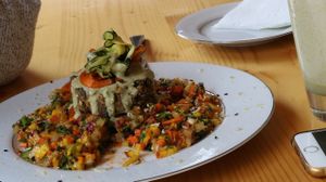 falafel burger (snapped by a friend) at Soul Foods in Western Cape