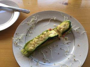 raw lasagne with courgette, sun dried tomato pesto and macadamia cheese at Soul Foods in Western Cape