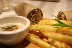 oyster mushroom shawarma at Plant Cafe in Hamala