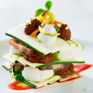 zucchini & tomato lasagne  at Plant Cafe in Hamala