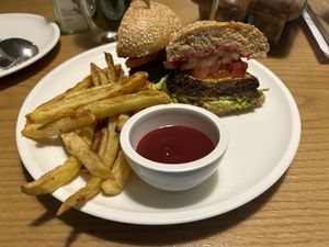 Classic burger  at Plant Cafe in Hamala