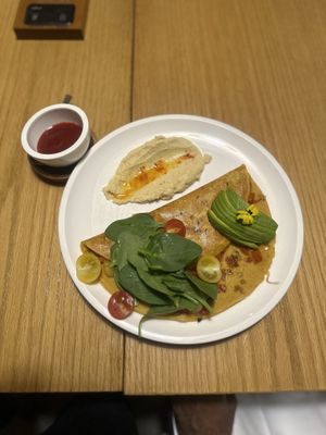 Vegan omelette   at Plant Cafe in Hamala