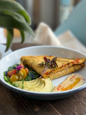 chickpea omelette (GF) at Plant Cafe in Hamala