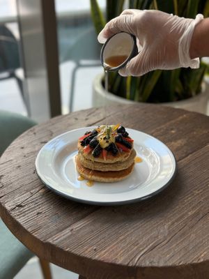 classic pancakes (GF) at Plant Cafe in Hamala