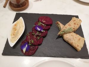 Beetroot falafel at Plant Cafe in Hamala