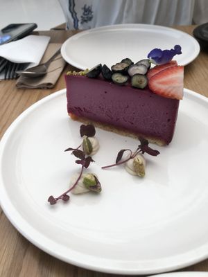 Strawberry macadamia cheesecake  at Plant Cafe in Hamala