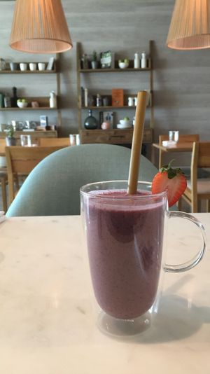 Strawberry Smoothie  at Plant Cafe in Hamala