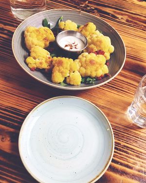 Roasted cauliflower florets (starters) at Source in York