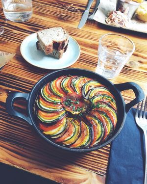 Ratatouille with toasted traditional bread at Source in York